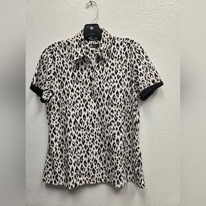 Greg Norman PlayDry Leopard Print Quarter-Zip Top – Women’s Size Medium